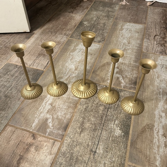 Set of Imitation Gold Candle Holders - Picture 3 of 5